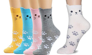 5pack Cotton Rich Cat Socks