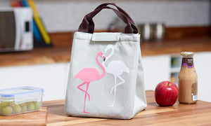 Flamingo Print Oxford Thermal Insulated Lunch Bags