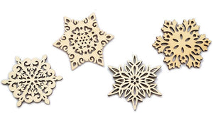 4 Pack for Xmas Wooden Snowflake Coasters