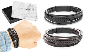 Sasha Morel Mens Braided Multi Layer Bracelet