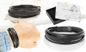 Sasha Morel Mens Braided Multi Layer Bracelet