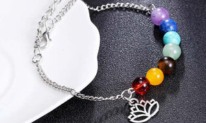 7 Chakra Bead Silver Bracelet