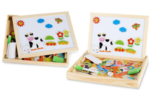 Double Sided Chalkboard & Magnetic Board Educational Puzzle Toy