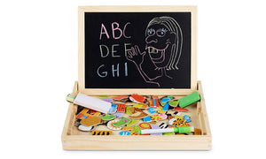 Double Sided Chalkboard & Magnetic Board Educational Puzzle Toy
