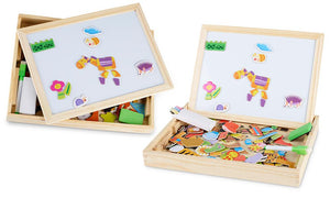 Double Sided Chalkboard & Magnetic Board Educational Puzzle Toy