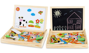 Double Sided Chalkboard & Magnetic Board Educational Puzzle Toy