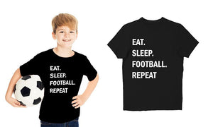 Eat Sleep Football Repeat Kids T-Shirt